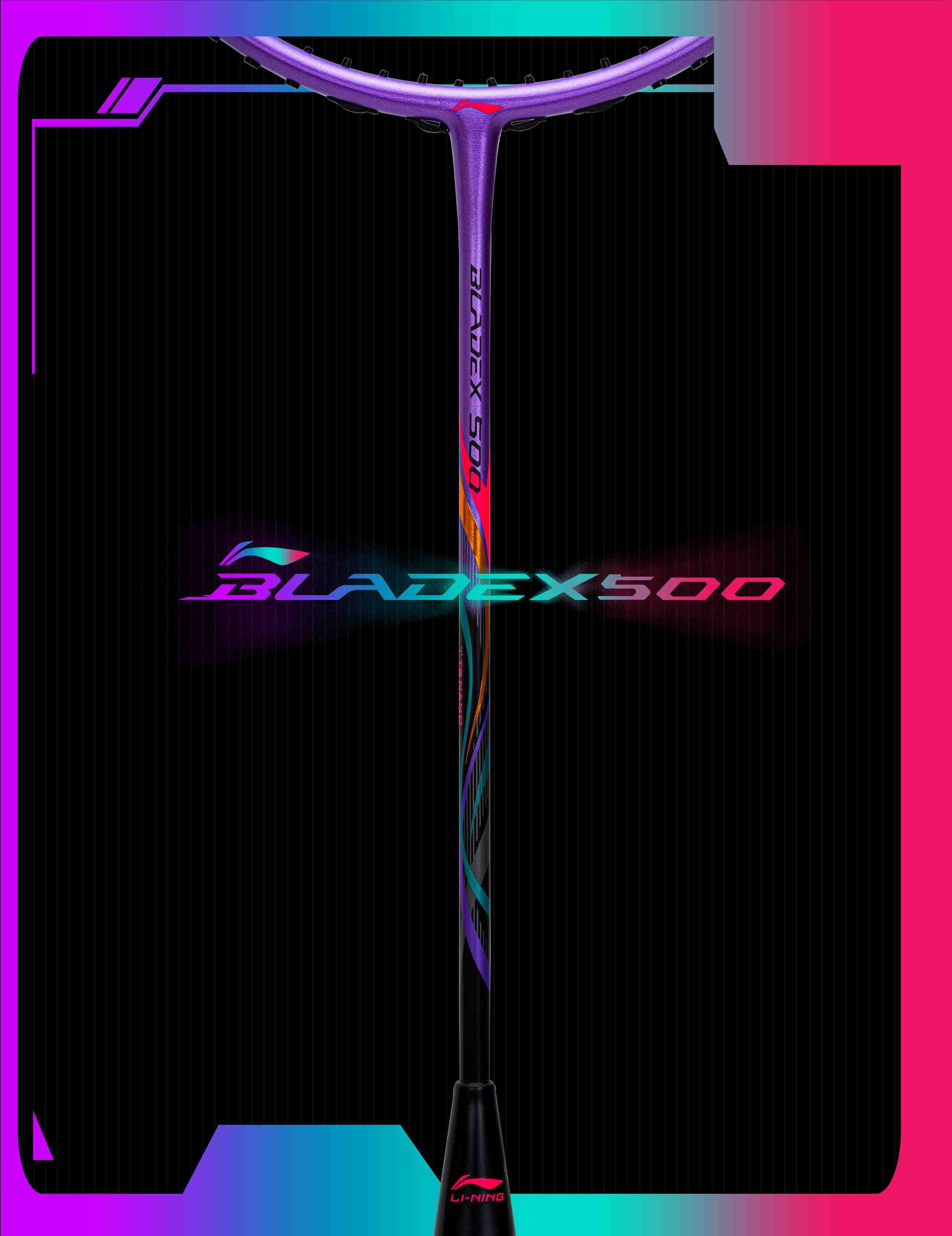 Close up of Blade X 500 Badminton racket shaft by Li-Ning Studio