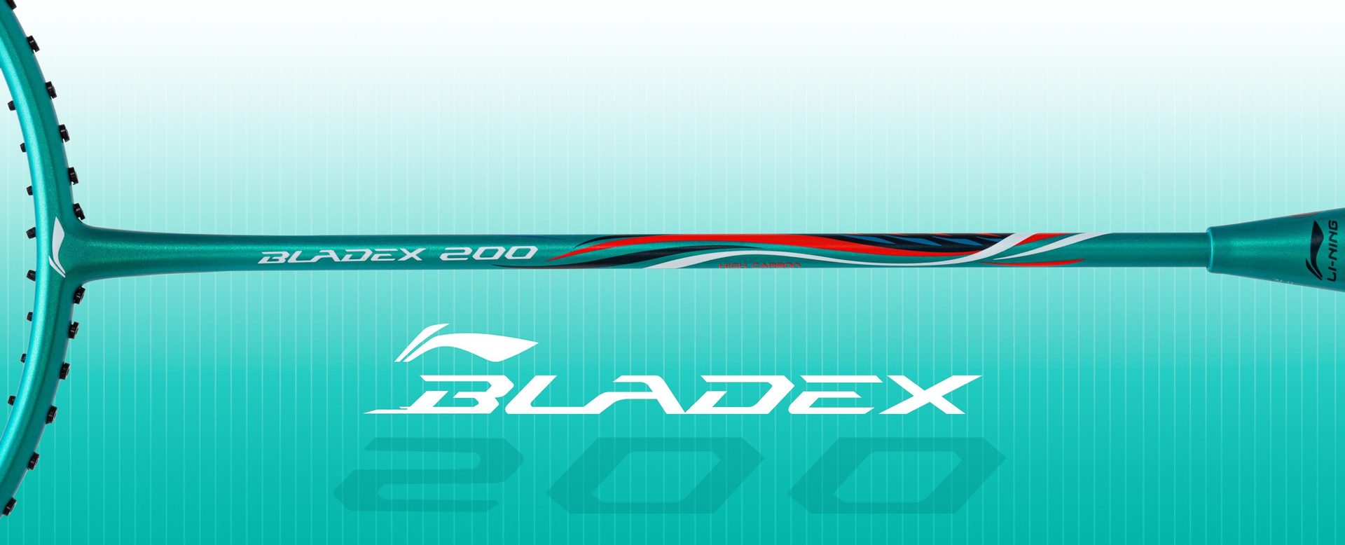 Close up view of Blade X 200 Badminton racket shaft by Li-Ning Studio
