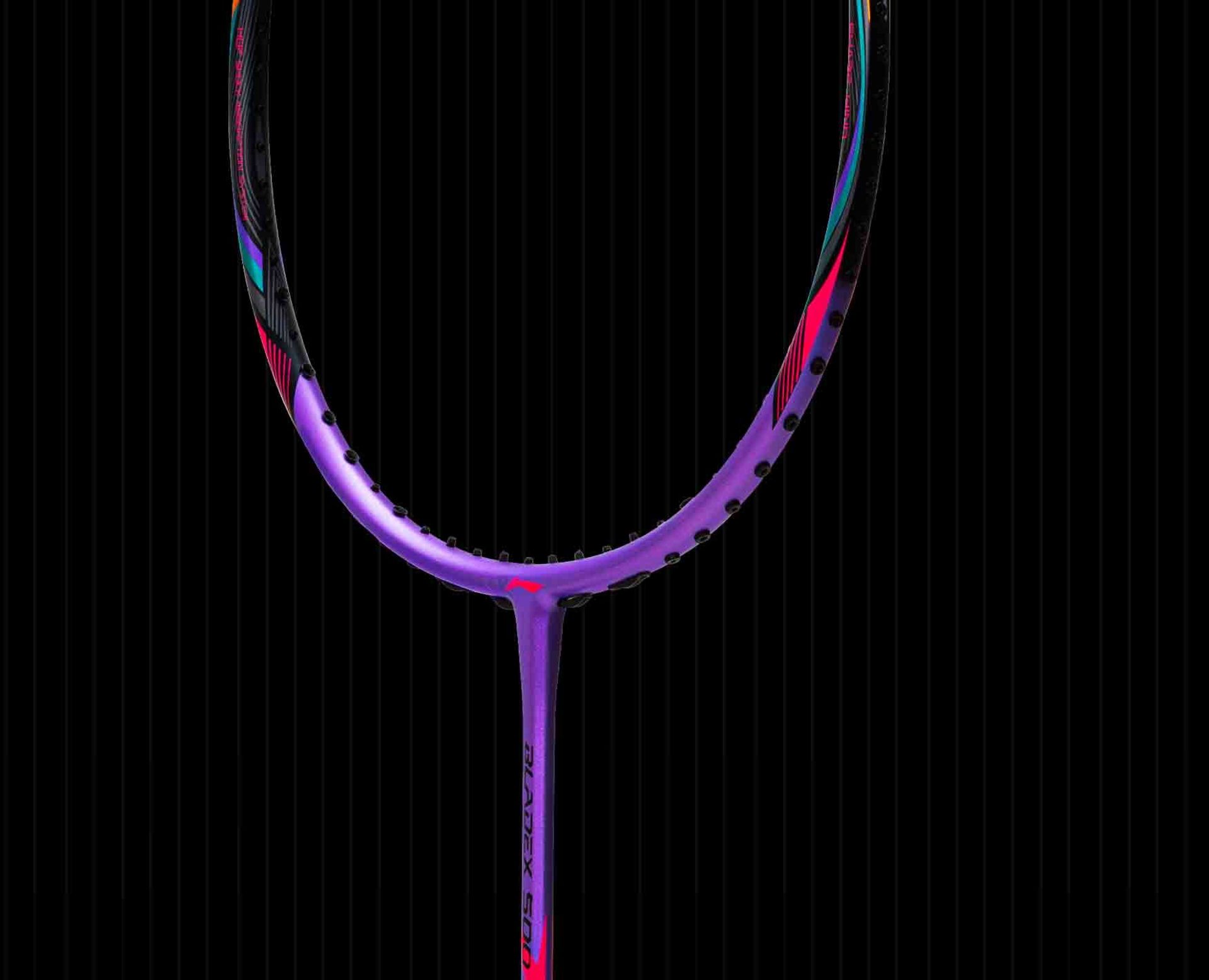 Close up of Blade X 500 Badminton racket head by Li-Ning Studio