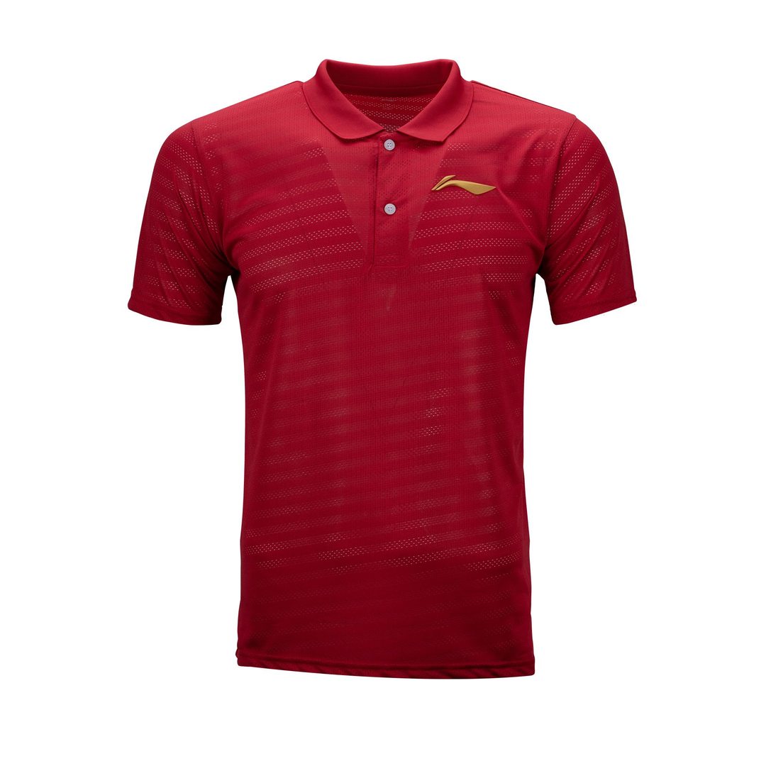 LN Solid Polo T-Shirt - Red - Badminton Apparel
