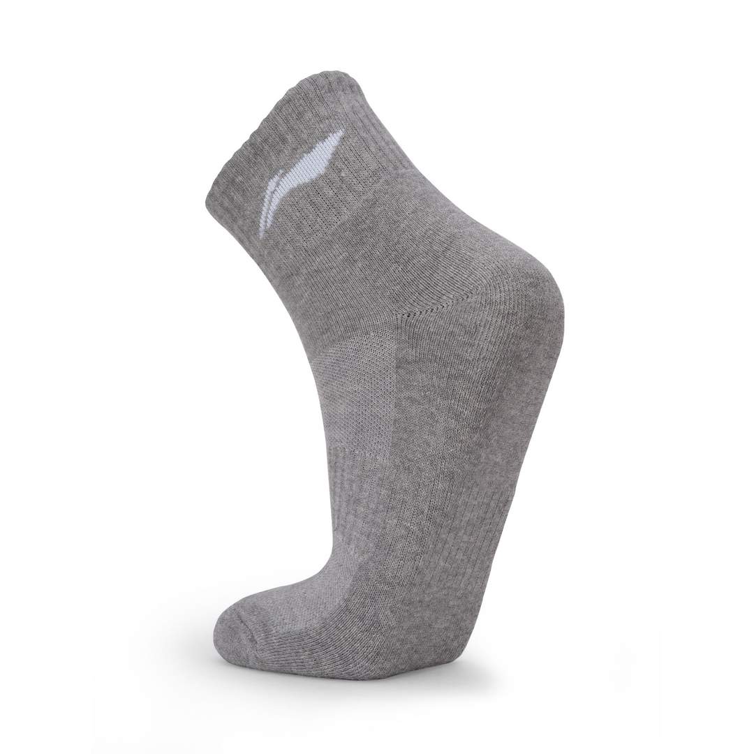 Cushioned Quarter Badminton Socks 3 Pairs (Black/Grey/Black)