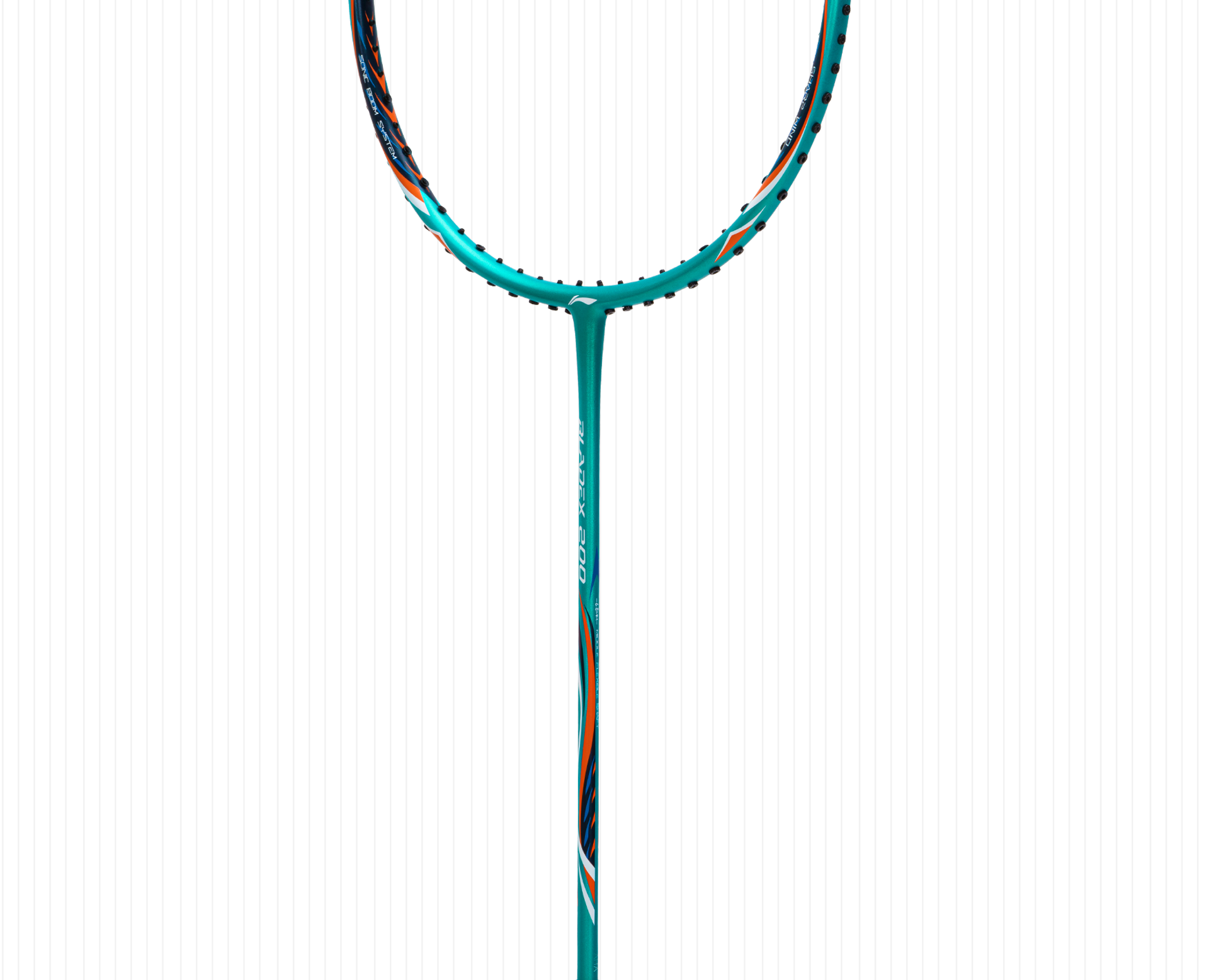 Close up view of Blade X 200 Badminton racket frame by Li-Ning Studio