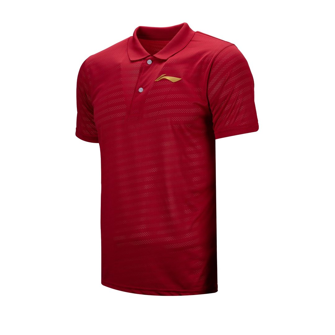 LN Solid Polo T-Shirt - Red - Badminton Apparel
