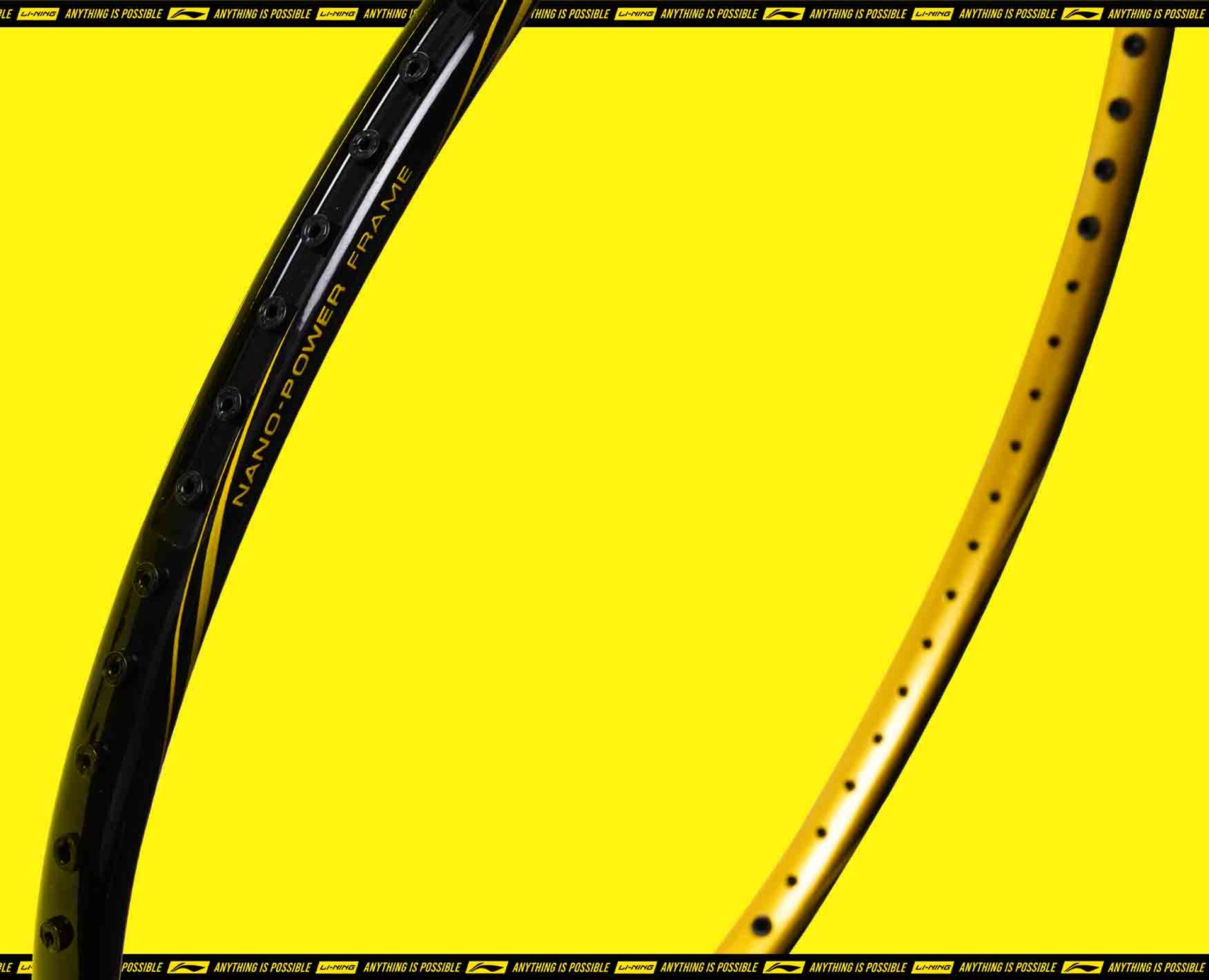 Close up view of Turbo X G5 badminton racket frame by Li-Ning Studio