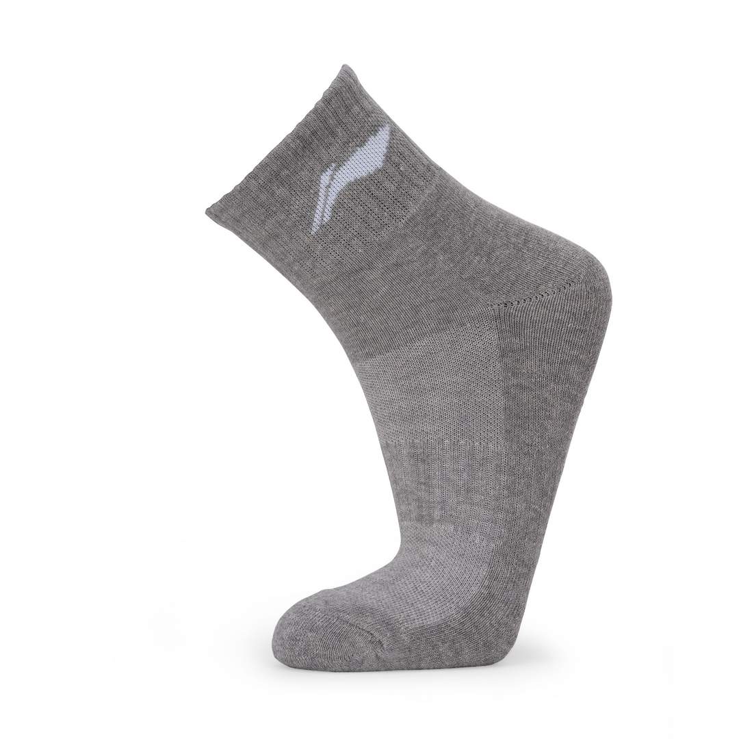 Cushioned Quarter Badminton Socks 3 Pairs (Black/Grey/Black)