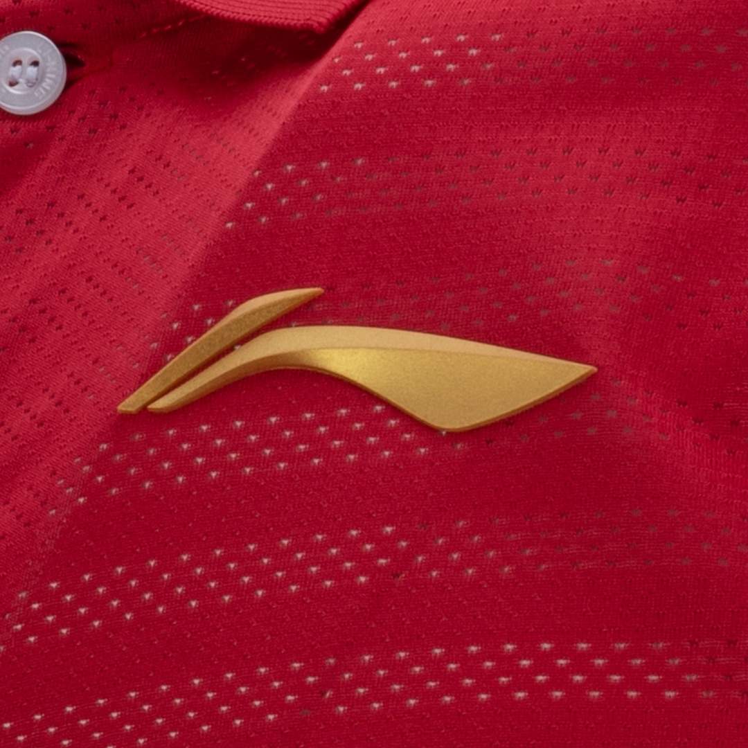 LN Solid Polo T-Shirt - Red - Badminton Apparel - Logo
