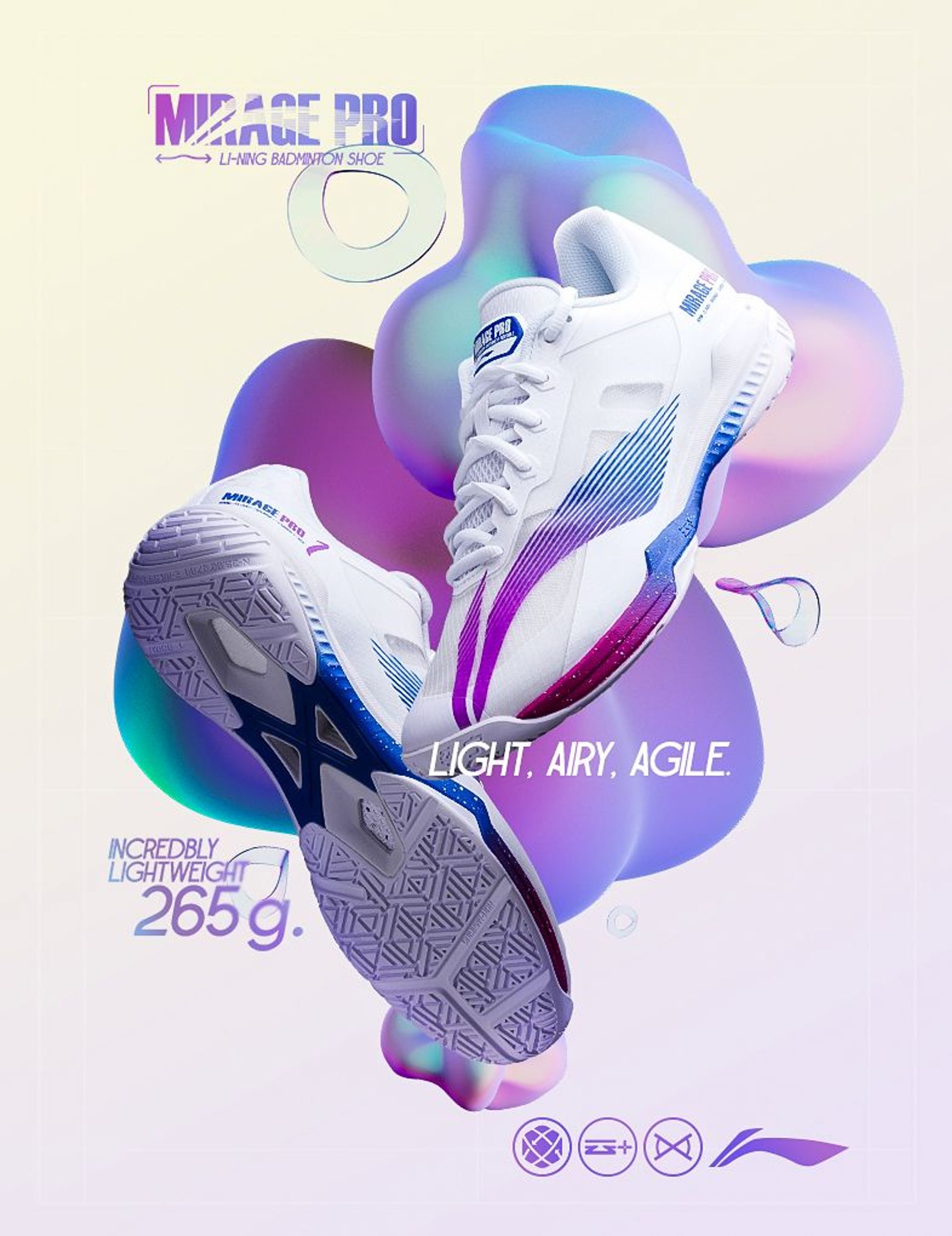 Mirage Pro - Std. White/Neon Fuschia Purple - Badminton Shoe