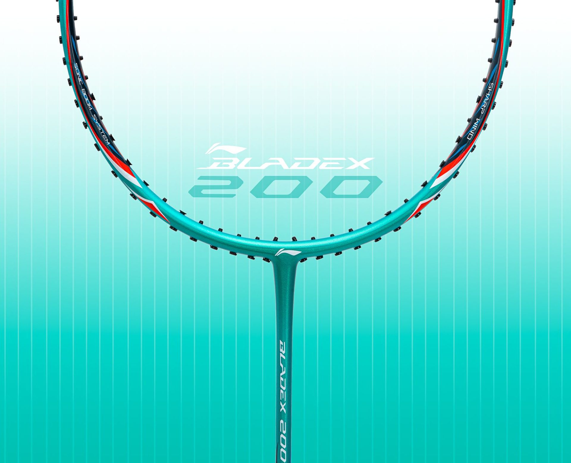 Close up view of Blade X 200 Badminton racket frame by Li-Ning Studio