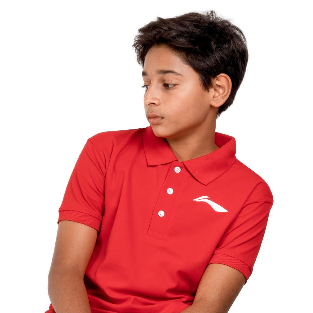 LN Solid Polo T-shirt [Jr] - Red - Logo