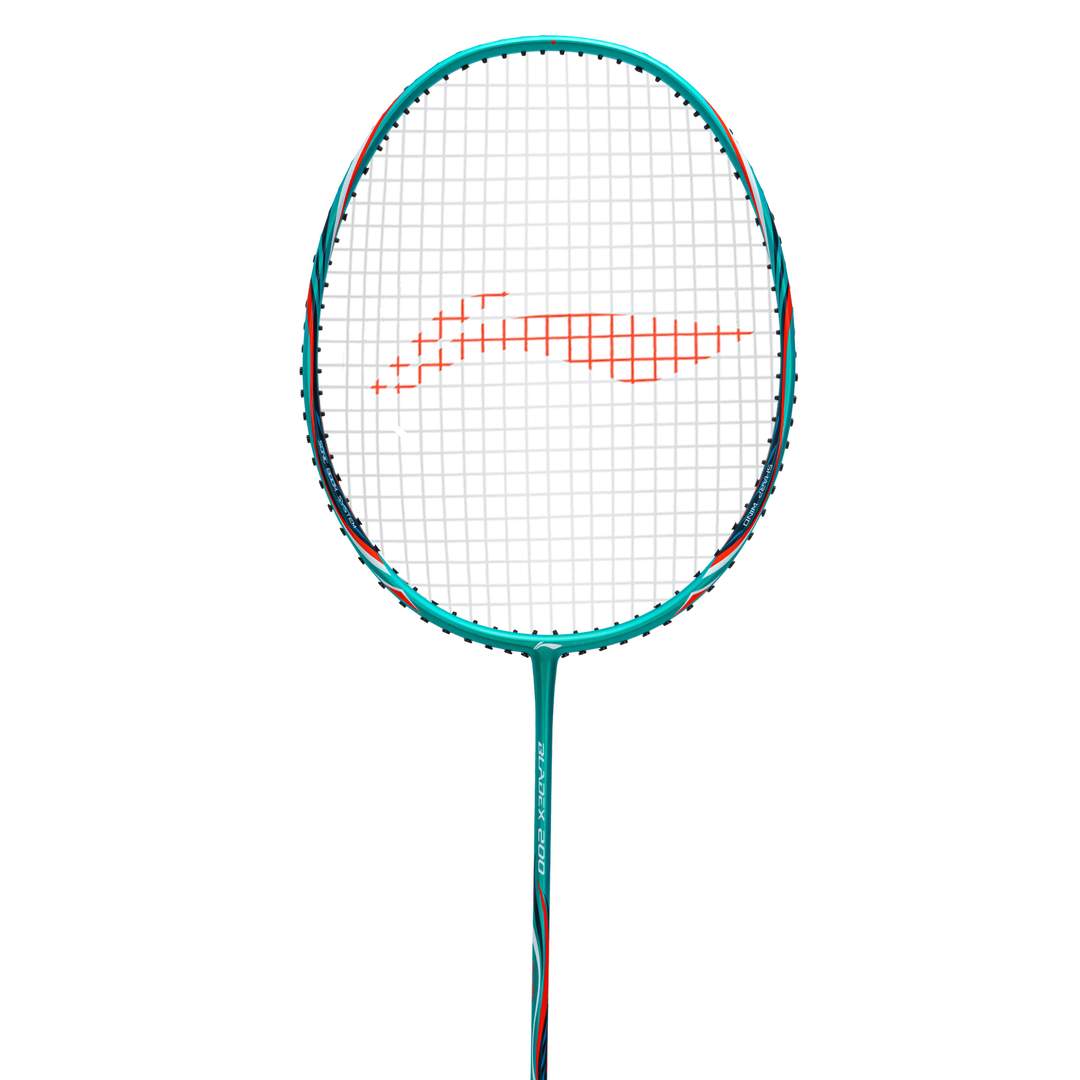 Close up of BladeX 200 3U Badminton racket head by Li-ning studio