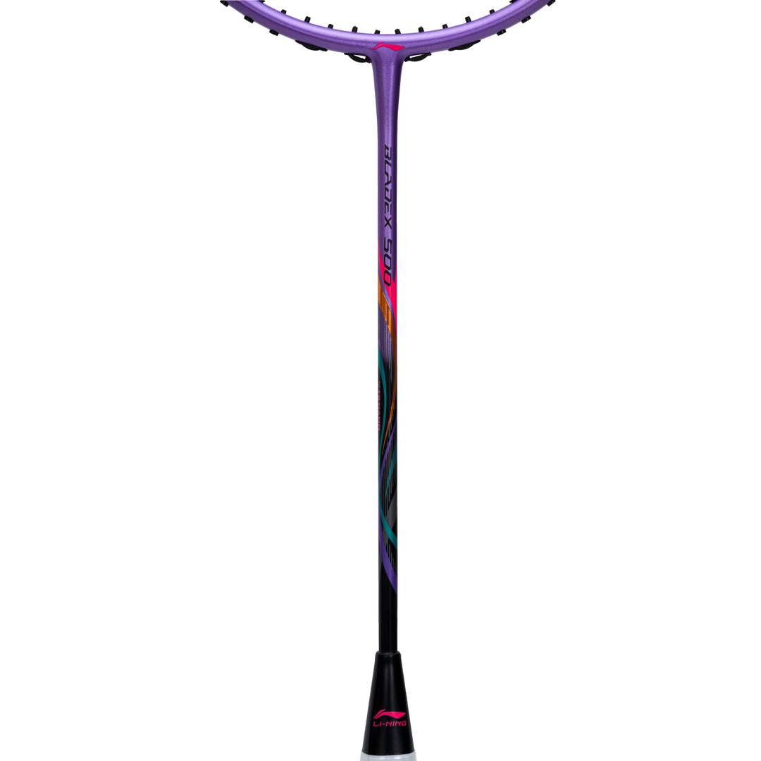 Close up of BladeX 500 3U Badminton racket shaft by Li-ning studio