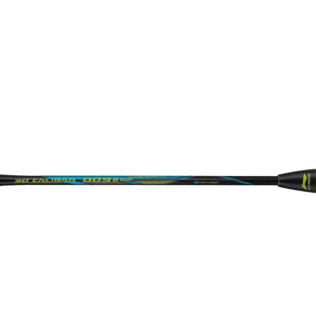 Close up of 3D Calibar 009 Boost Badminton racket shaft by Li-ning studio