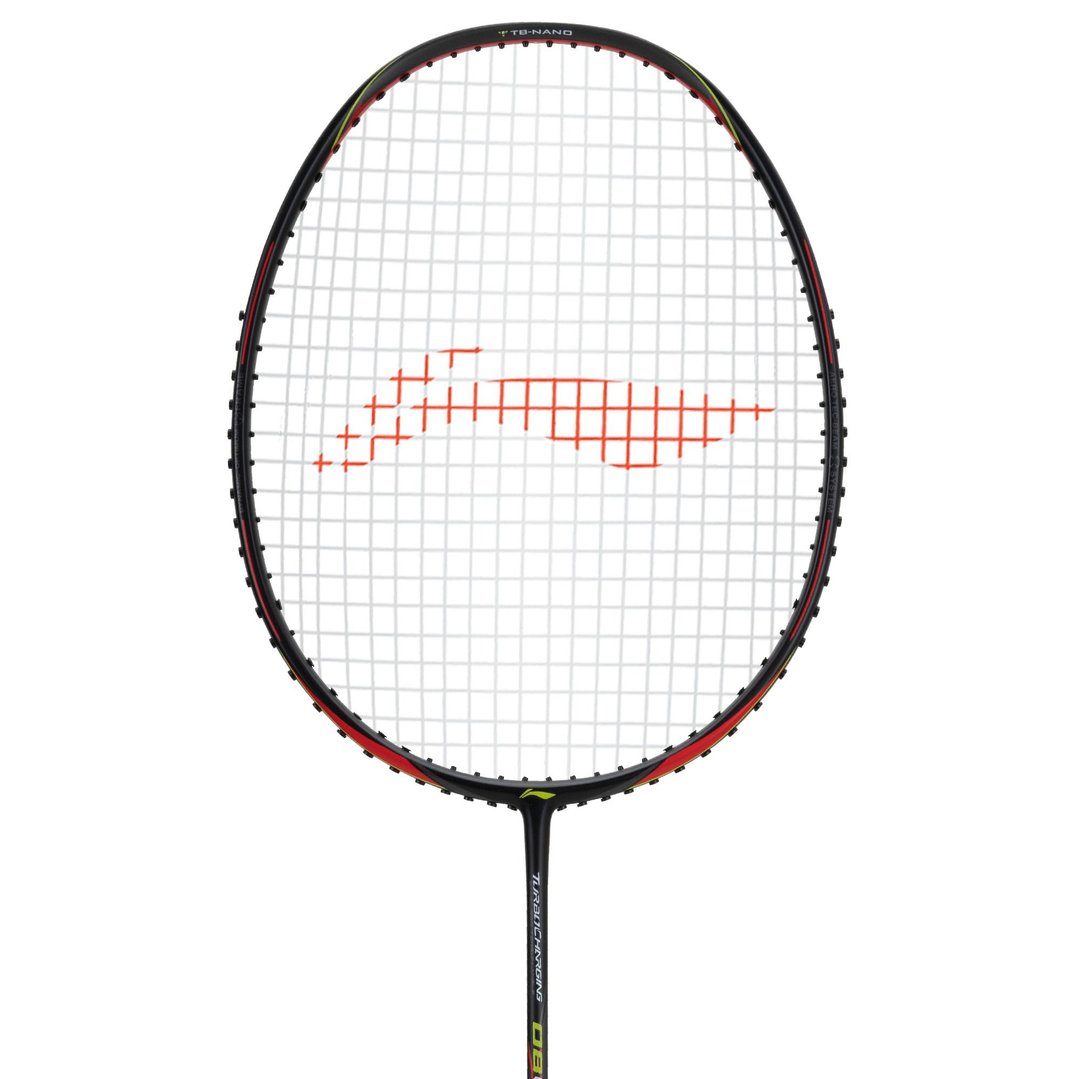 Close up of Turbo Charging 08 Combat Badminton racket head by Li-ning studio