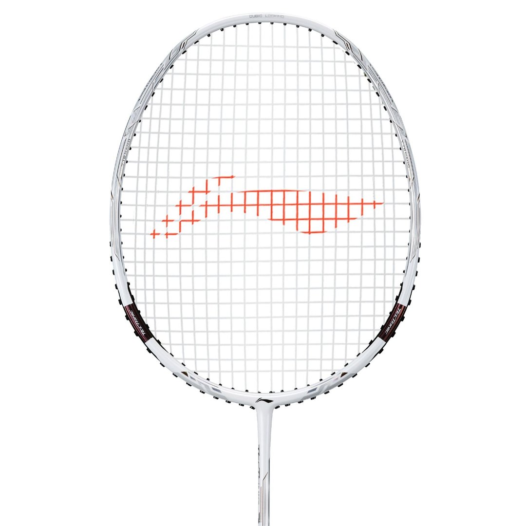 Close up of Tectonic 7D Badminton racket head by Li-ning studio