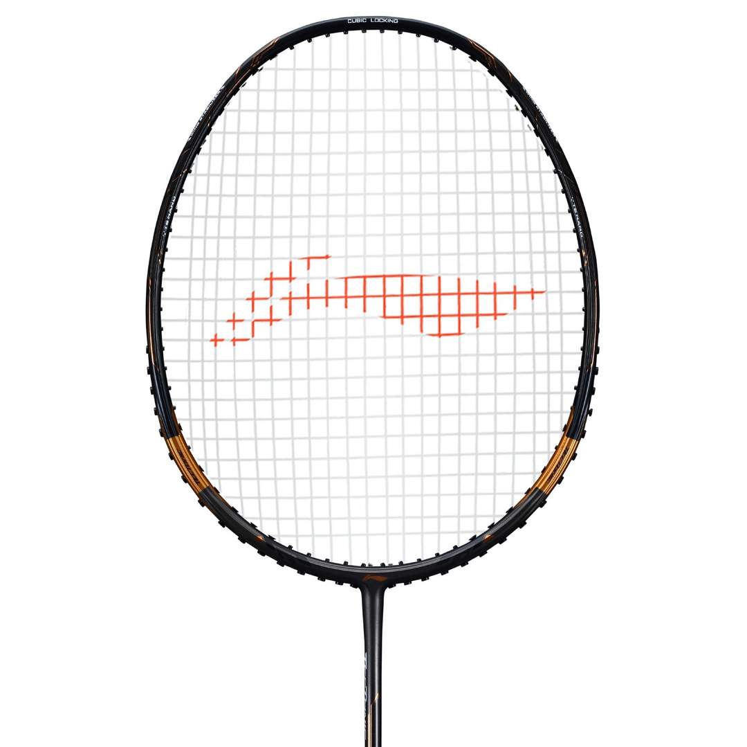 Close up of Tectonic 7C Badminton racket head by Li-ning studio
