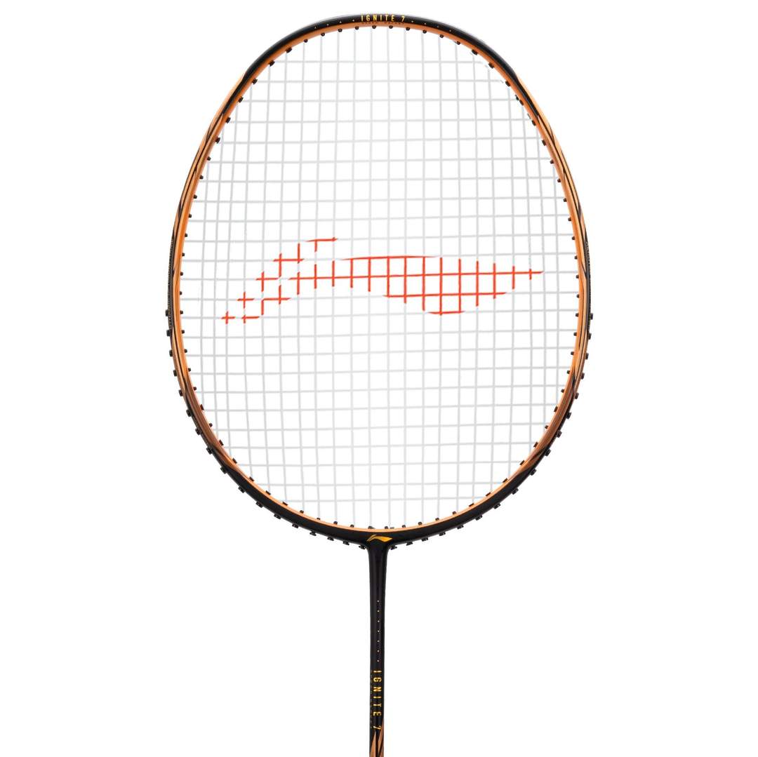Close up of Ignite 7 Badminton racket head by Li-Ning Studio